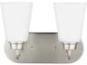 Kerrville 2-Light Brushed Nickel Glass Vanity Light