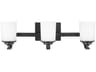 Kemal 3-Light Midnight Black Glass Vanity Light
