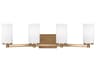 Hettinger 4-Light Satin Brass Glass Vanity Light