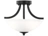 Geary 2-Light Midnight Black Glass Bowl Semi Flush Mount