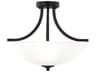 Geary 3-Light Midnight Black Glass Bowl Semi Flush Mount