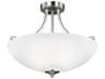 Geary 3-Light Brushed Nickel Glass Bowl Semi Flush Mount
