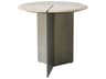 Sundial Round Stone Brushed Antique Gunmetal End Table