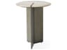 Sundial Round Stone Brushed Antique Gunmetal End Table