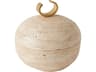 Caillou Lidded Pot-Travertine Decorative Accent Small