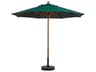 Market Wood 9 Foot Round Outdoor Patio Umbrella in Fern Green