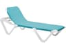 Nautical Sling Resin White Adjustable Patio Chaise Lounge in Turquoise