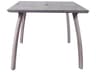 Sunset Aluminum Platinum Gray/Granite Square Outdoor Patio Dining Table with Umbrella Hole