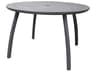 Sunset Aluminum Volcanic Black/Granite Round Outdoor Patio Dining Table with Umbrella Hole
