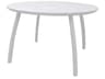 Sunset Aluminum Glacier White/White Round Outdoor Patio Dining Table with Umbrella Hole