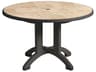 Aquaba Classic Resin Charcoal Round Toscana Top Patio Dining Table with Umbrella Hole