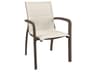 Sunset Sling Aluminum Fusion Bronze Comfort Stacking Patio Dining Arm Chair in Beige