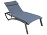 Sunset Sling Aluminum Resin Volcanic Black Comfort Patio Chaise Lounge in Madras Blue