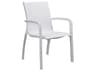 Sunset Sling Aluminum Glacier White Stacking Outdoor Dining Arm Chair in White