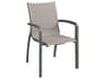 Sunset Sling Aluminum Volcanic Black Stacking Outdoor Patio Dining Arm Chair in Solid Gray