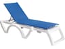 Jamaica Beach Sling Resin White Adjustable Outdoor Chaise Lounge in Blue