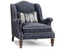 Custom Elements Upholstery Blue Fabric Accent Chair