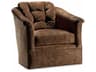 Custom Elements Upholstery Brown Swivel Glider Fabric Accent Chair