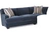 Custom Elements Upholstery Carob Brown Blue Upholstered Sofa