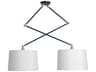 Uptown 2-Light Navy Blue Satin Brass White Drum Pendant