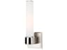 Mill 1-Light Satin Nickel Off White Glass Wall Sconce