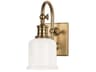 Keswick 1-Light Aged Brass Off White Glass Wall Sconce