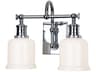 Keswick 2-Light Polished Chrome Off White Glass Vanity Light