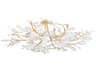 Marabec 12-Light Vintage Gold Leaf White Plaster Semi Flush Mount
