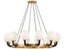 Werner 12-Light Aged Brass Black Glass Globe Chandelier