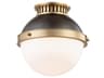 Latham 1-Light Aged Antique Distressed Bronze Globe Flush Mount