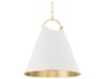 Burnbay 1-Light Aged Brass White Bell Pendant