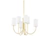 Harlem 6-Light Aged Brass White Cylinder Chandelier
