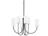 Harlem 6-Light Old Bronze White Cylinder Chandelier