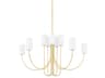 Harlem 10-Light Aged Brass White Cylinder Chandelier