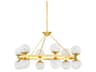 Grafton 12-Light Aged Brass White Globe Round Chandelier