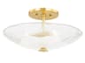 Lago 3-Light Aged Brass White Glass Bowl Semi Flush Mount