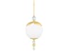 Perla 1-Light Aged Brass Crystal Glass Globe Mini Pendant
