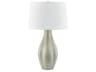 Galloway Aged Brass Ceramic Coastal Green White Linen Buffet Lamp