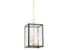 Chaselton 3-Light Aged Brass Black Glass Lantern Mini Pendant