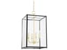 Chaselton 4-Light Aged Brass Black Glass Lantern Pendant