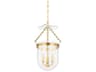 Rousham 3-Light Aged Brass Glass Pendant