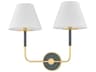 Wedgewood 2-Light Aged Brass Soft Studio Green Wall Sconce