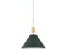 Painted No. 2 1-Light Aged Brass Soft Studio Green Pendant
