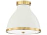 Painted 2-Light Aged Brass off White Bell Flush Mount