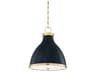 Painted 2-Light Aged Brass darkest Blue Bell Pendant