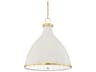 Painted 3-Light Aged Brass off White Bell Pendant