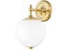 Sphere 1-Light Aged Brass Clear Glass Wall Sconce