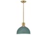 Argo 1-Light Sage Green Brass LED Dome Pendant