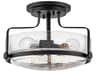 Harper 3-Light Black Glass Bowl Semi Flush Mount