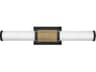 Zevi LED Vanity Light in Black and Lacquered Brass